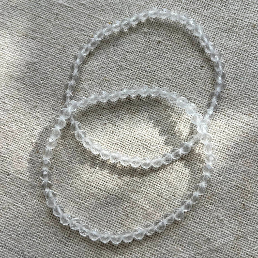 Clear Quartz 4mm Facet Beaded Bracelet - Master Healer