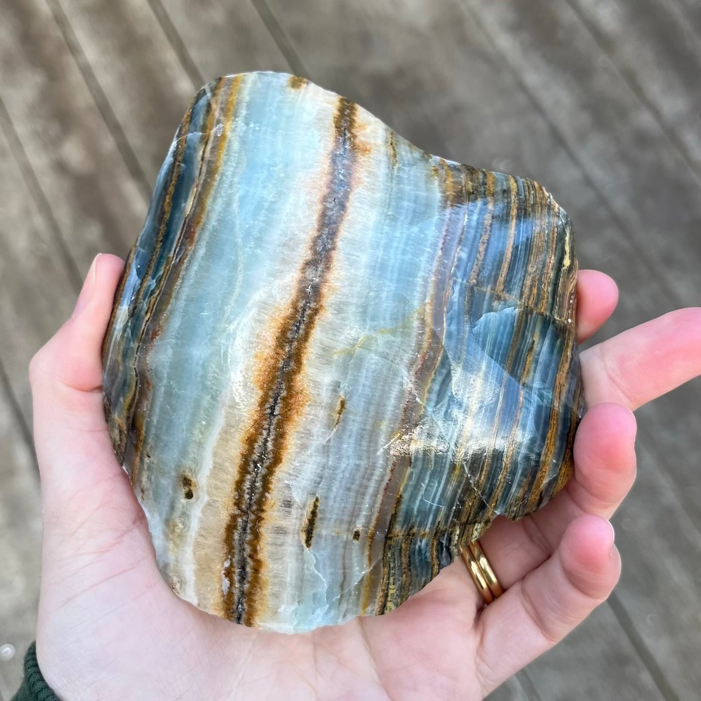 Blue Onyx Medium Rough Crystal Bowl - Calm, Peace, Grounding