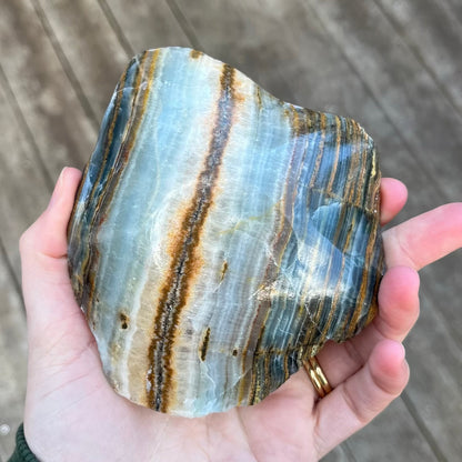 Blue Onyx Medium Rough Crystal Bowl - Calm, Peace, Grounding