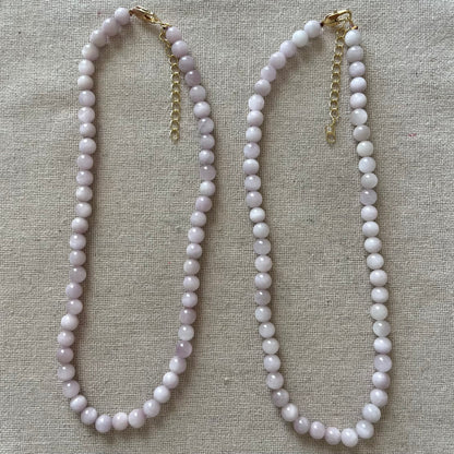 Kunzite 6mm Beaded Necklace - Emotional Healing
