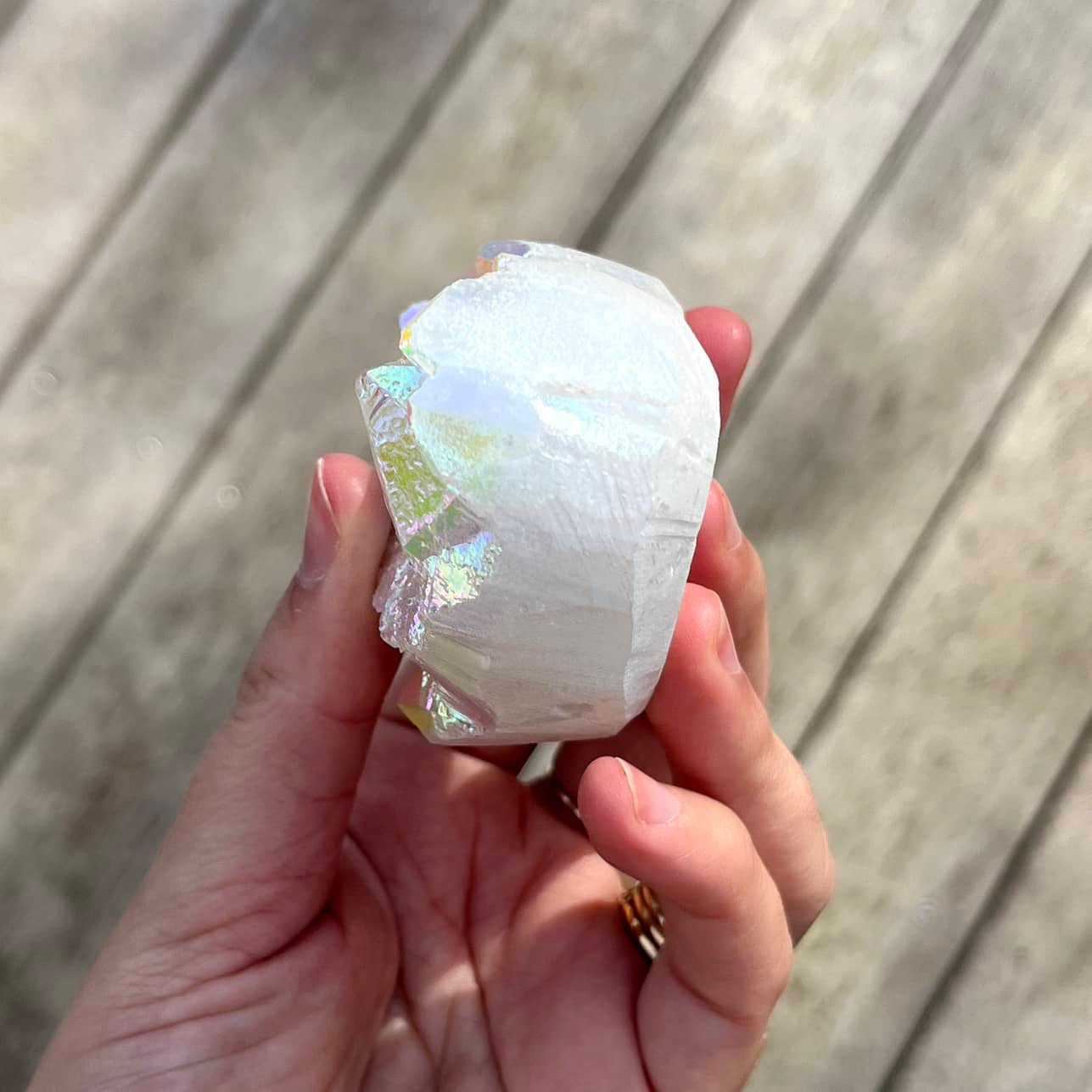 Angel Aura Quartz Heart Crystal - Medium