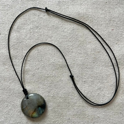 Labradorite Circle Pendant - ONE OF A KIND