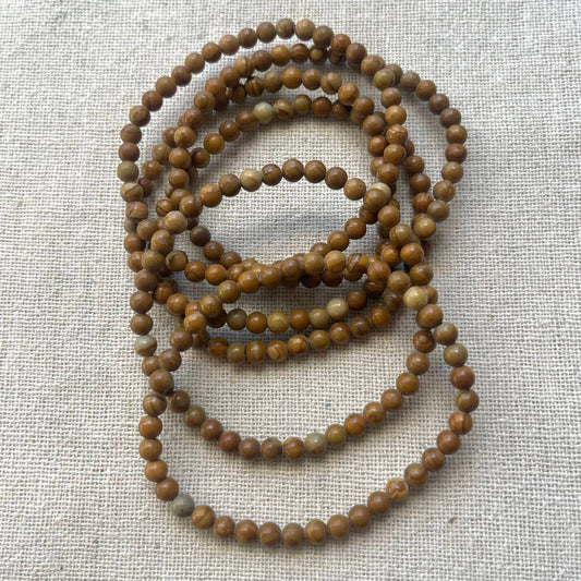 Woodgrain Jasper 4mm Beaded Bracelet - Stability