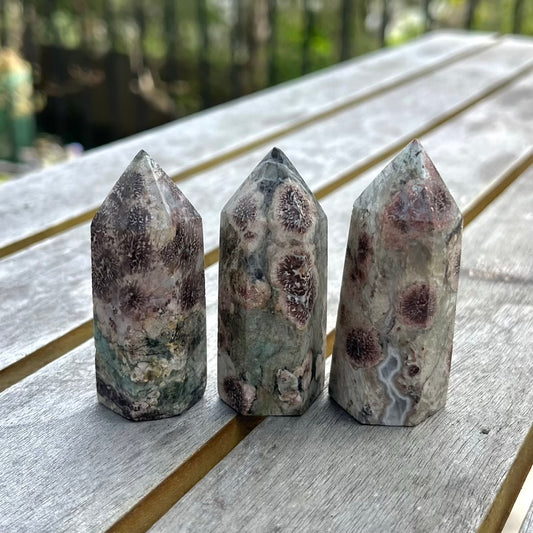 Green Blossom Agate Small Tower Crystal - Nurturing