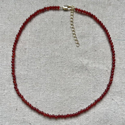 Carnelian 3mm Beaded Necklace - Vitality