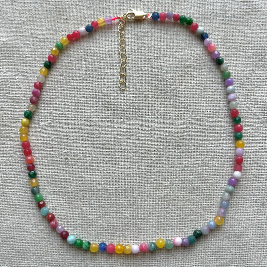 Coloured Agate 4mm Facet Beaded Necklace - Stability