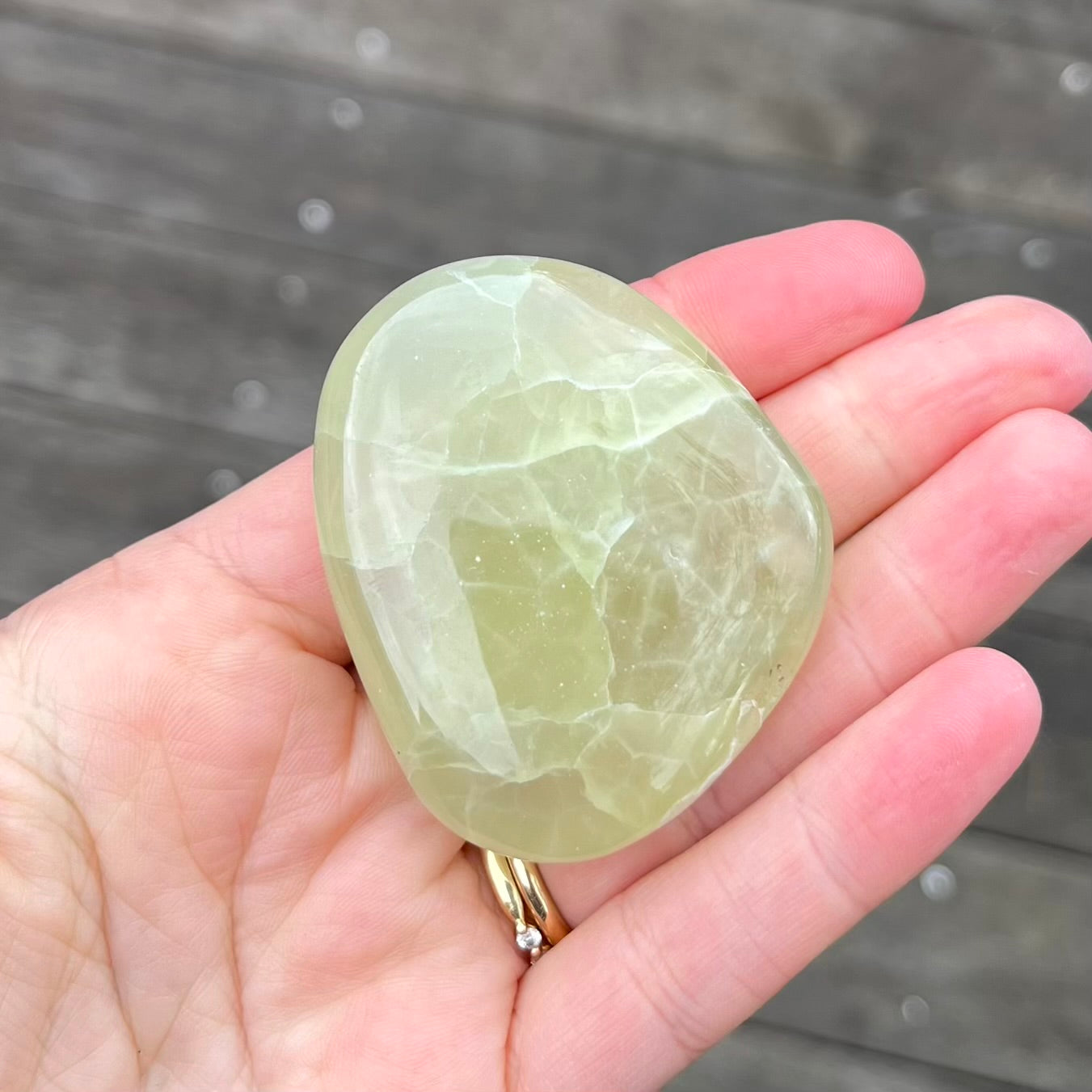 Prehnite Palm Stone Crystal - Protection, Emotional Healing