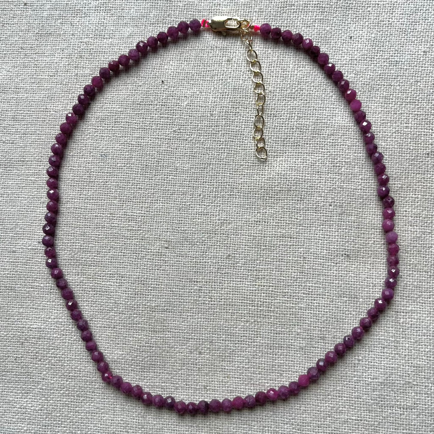 Ruby 4mm Facet Beaded Necklace - Passion