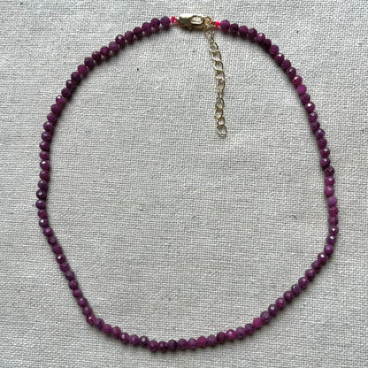 Ruby 4mm Facet Beaded Necklace - Passion