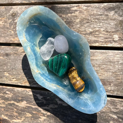 Blue Onyx Large Crystal Bowl - Calm, Peace, Grounding