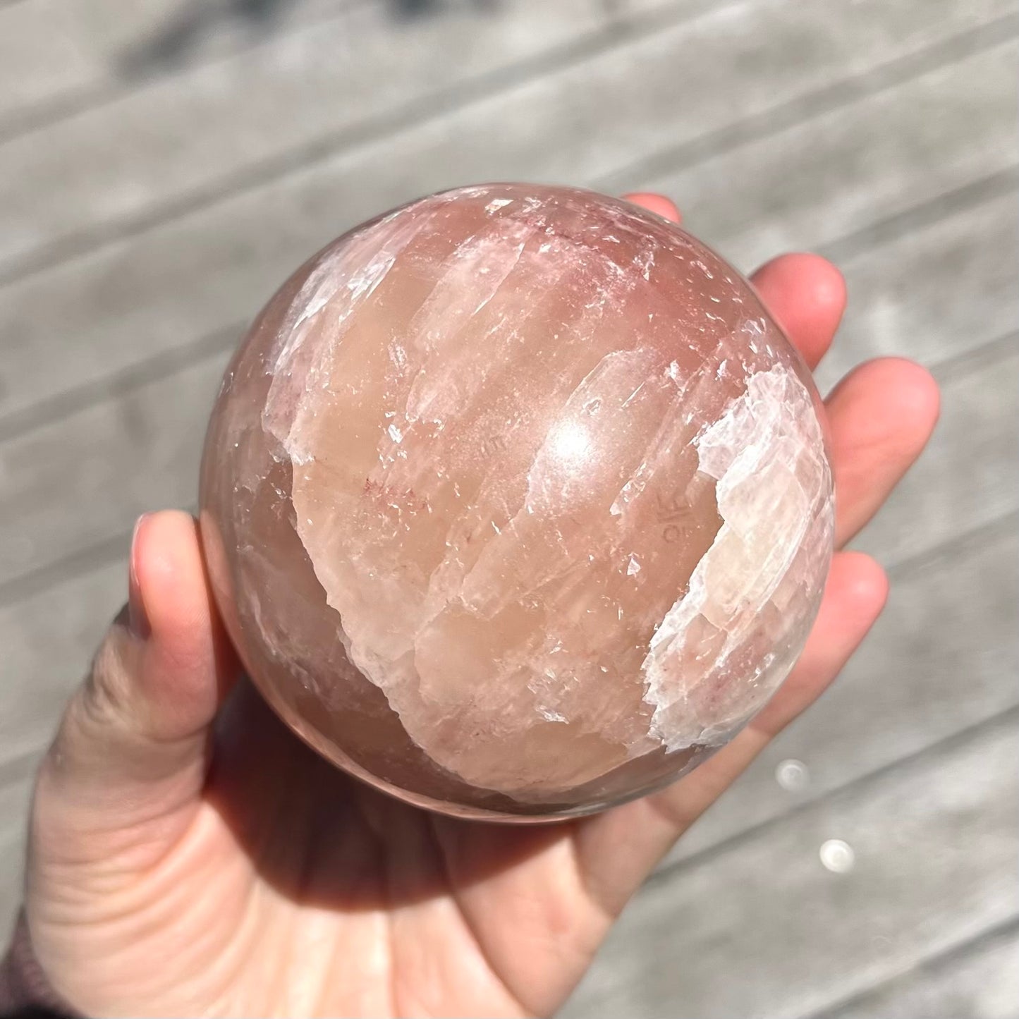 Rose Calcite Large Sphere Crystal - Nurturing, Calming, Heart-Healing