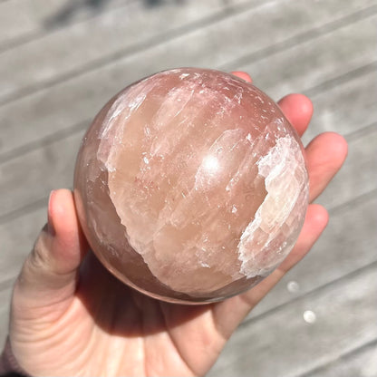 Rose Calcite Large Sphere Crystal - Nurturing, Calming, Heart-Healing