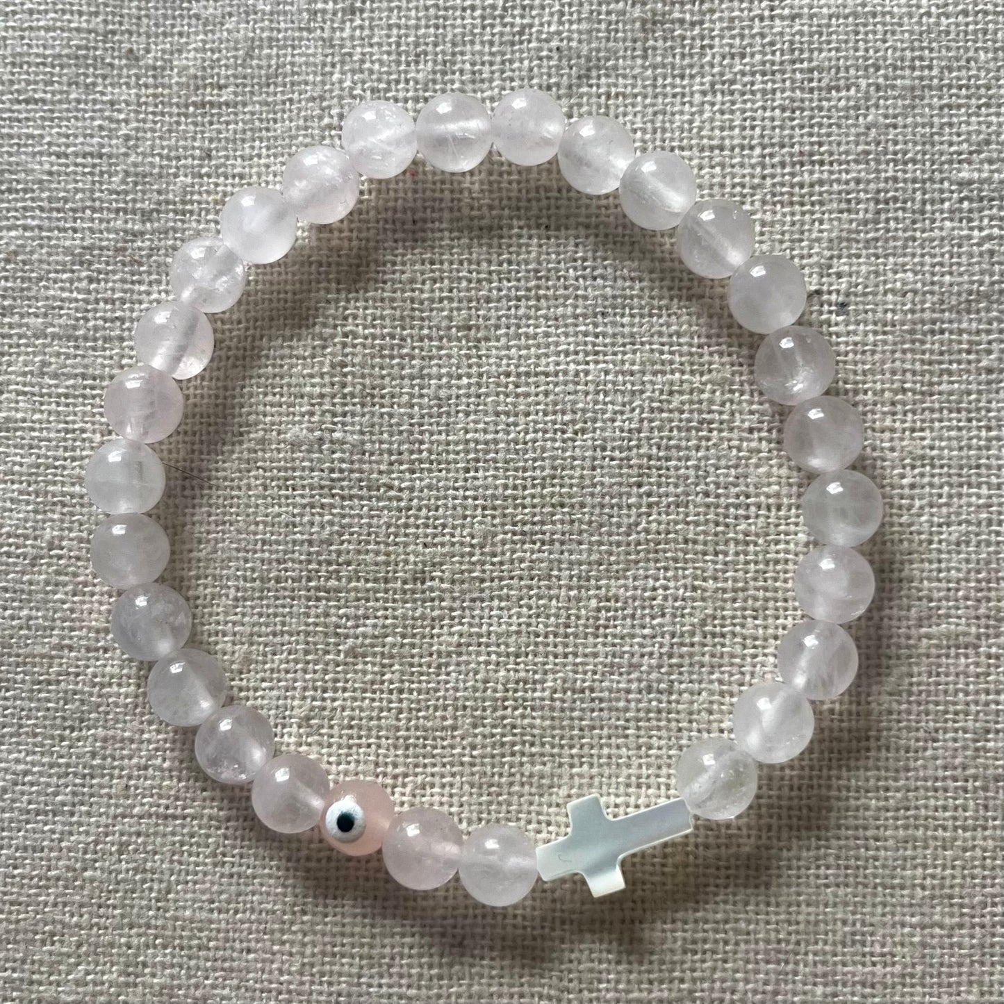 Mati Evil Eye Bracelet - Rose Quartz