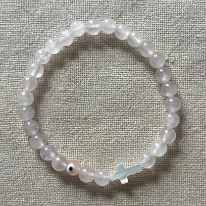 Mati Evil Eye Bracelet - Rose Quartz