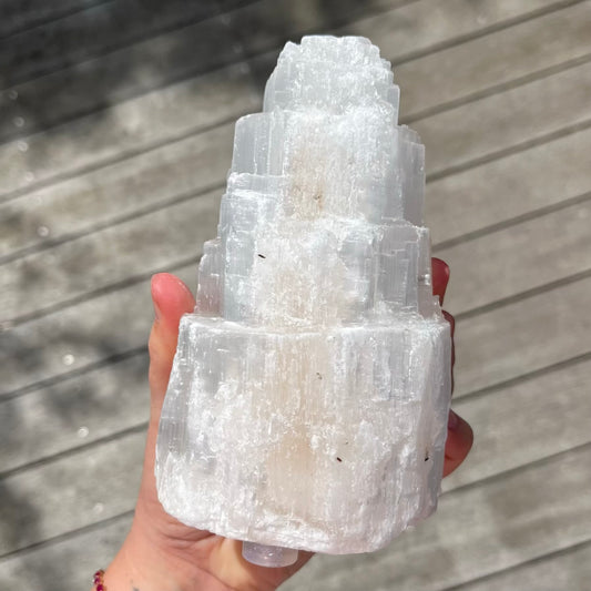 Selenite Large Tower Crystal - High Vibe, Protection, Spiritual Connection