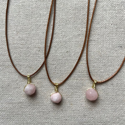 Mini Geo Pendant - Pink Morganite