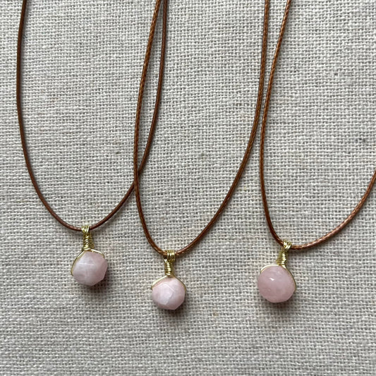 Mini Geo Pendant - Pink Morganite