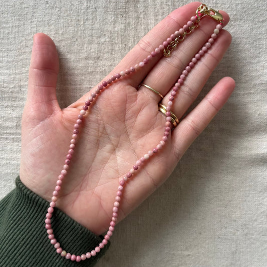 Rhodonite 3mm Beaded Necklace - Compassion