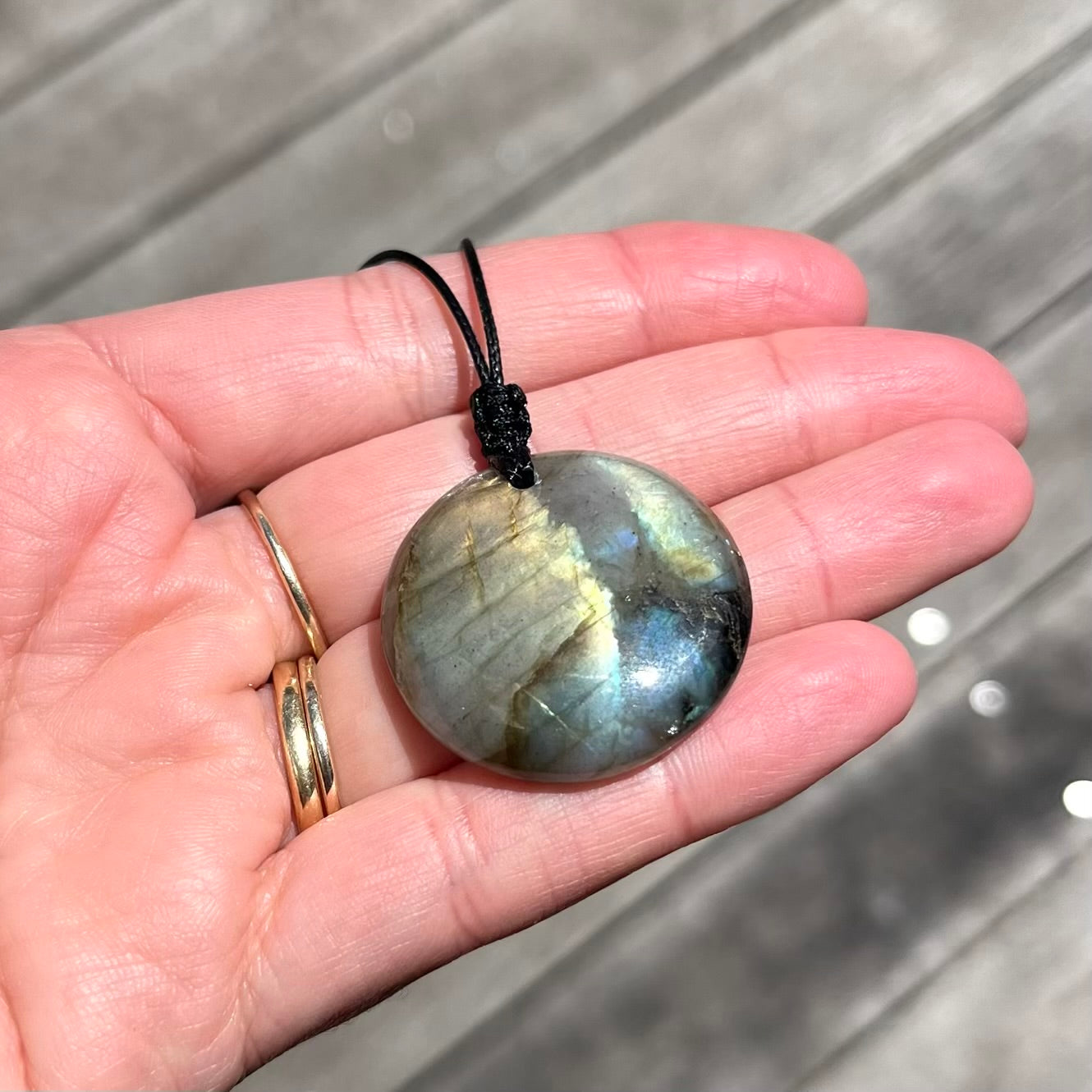Labradorite Circle Pendant - ONE OF A KIND