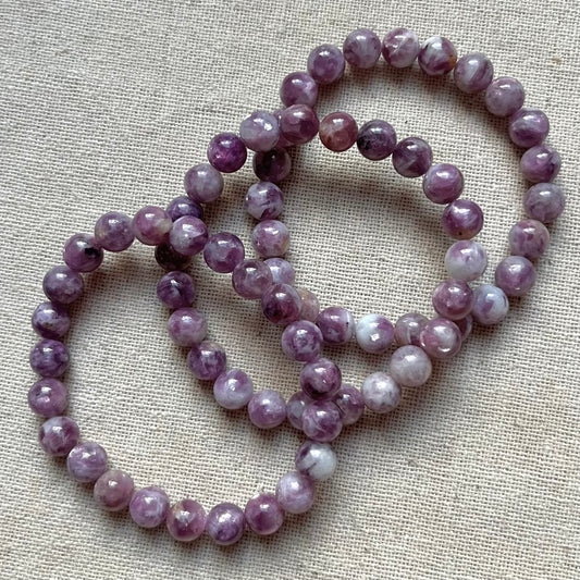 Lepidolite 8mm Beaded Bracelet - Calm