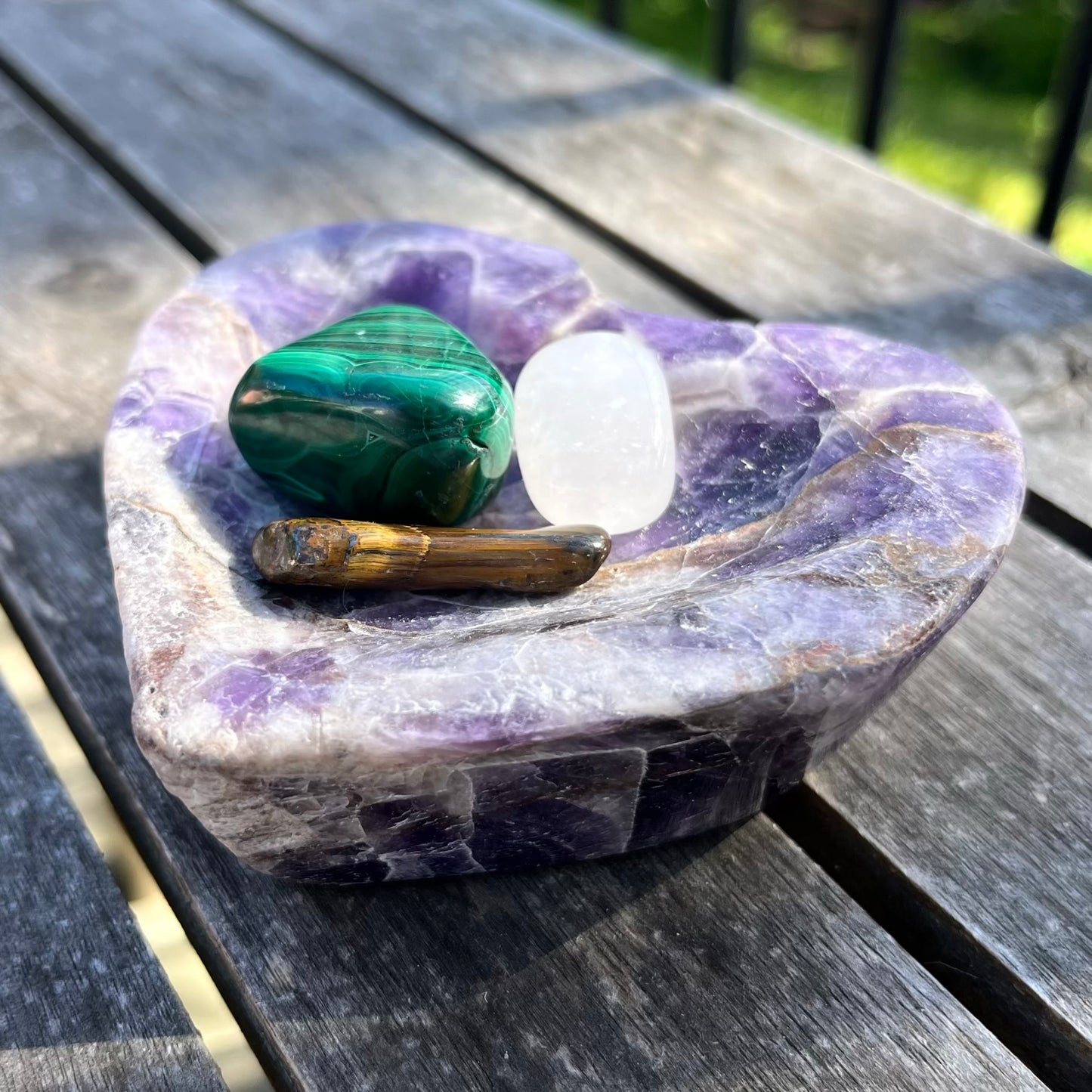 Amethyst Heart Crystal Bowl - Spiritual Wisdom, Peace