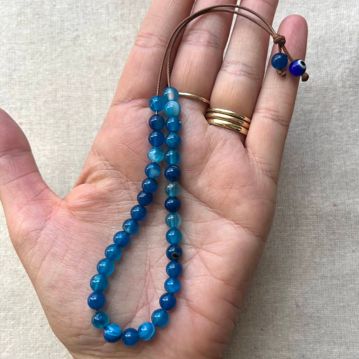 Komboloi Worry Beads - Blue Agate