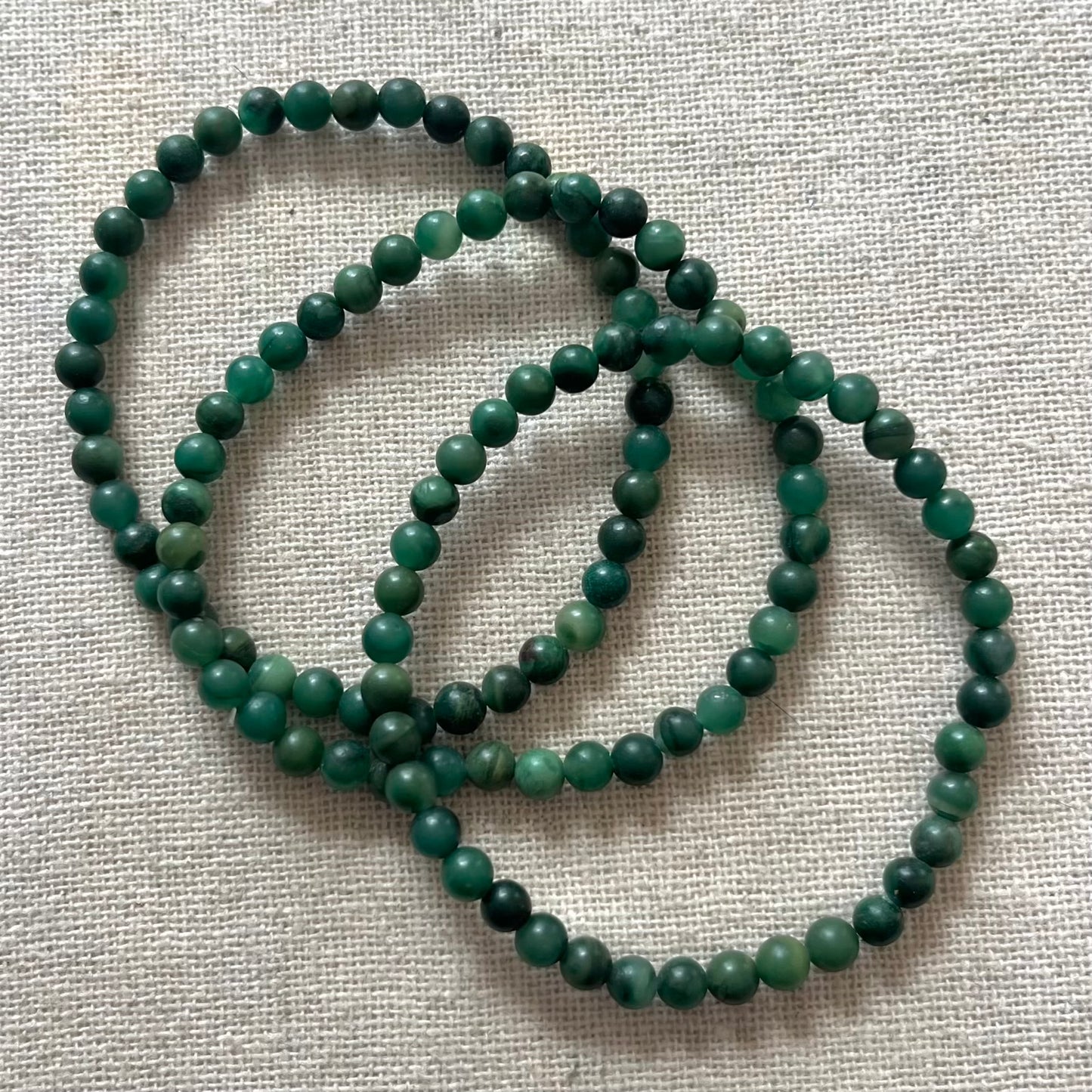 Green Jade 4mm Beaded Bracelet - Luck