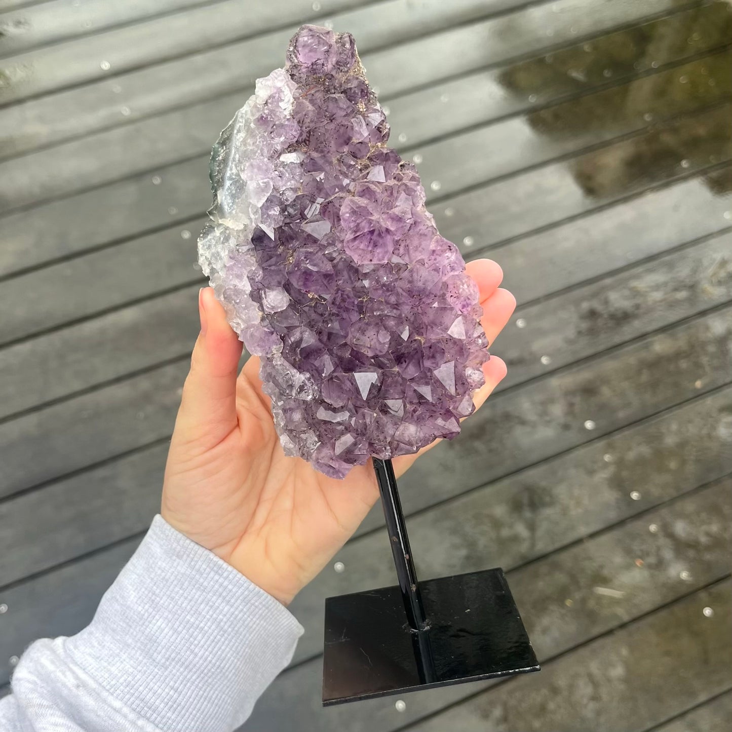 Amethyst Cluster on Metal Stand