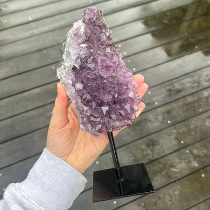 Amethyst Cluster on Metal Stand