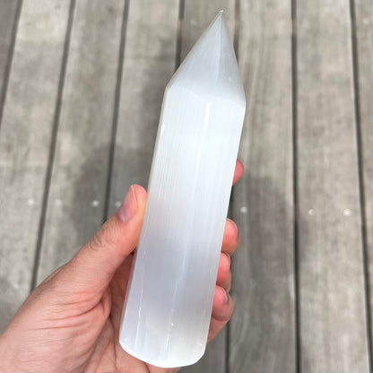 Selenite Large Point Crystal - High Vibe, Protection, Spiritual Connection