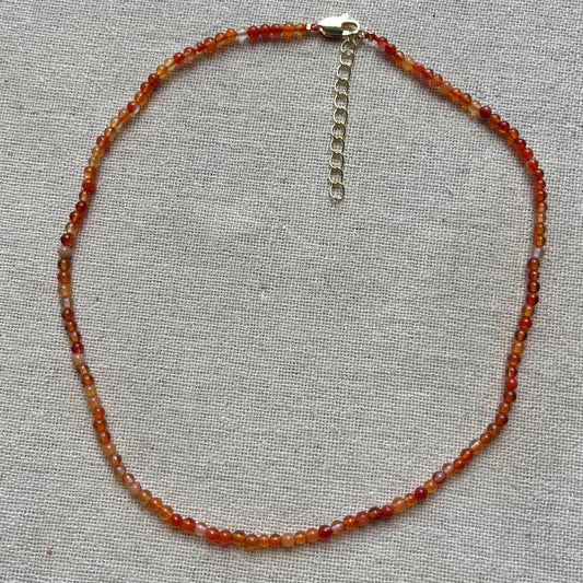 Carnelian 3mm Beaded Necklace - Vitality