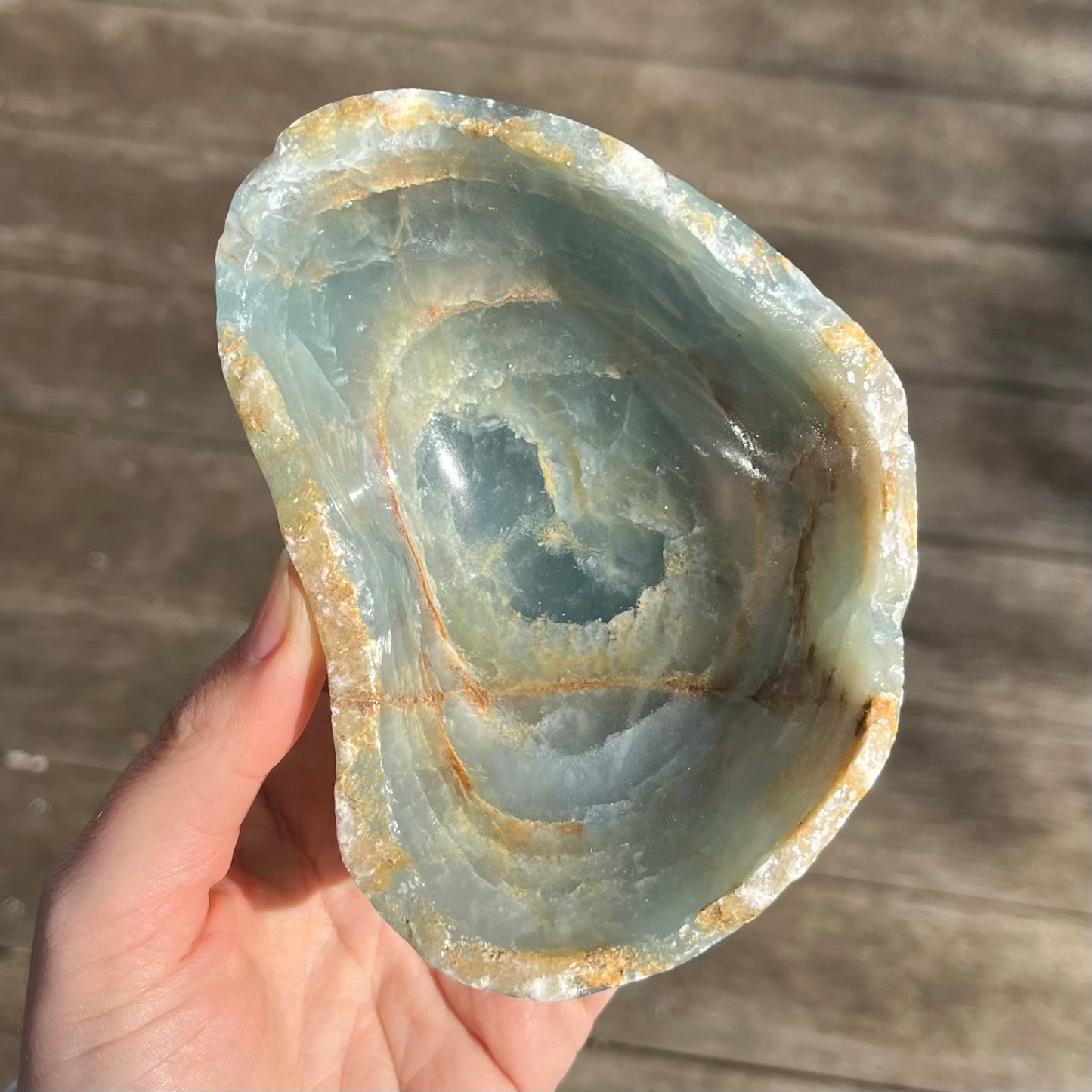 Blue Onyx Large Raw Crystal Bowl - Calm, Peace, Grounding