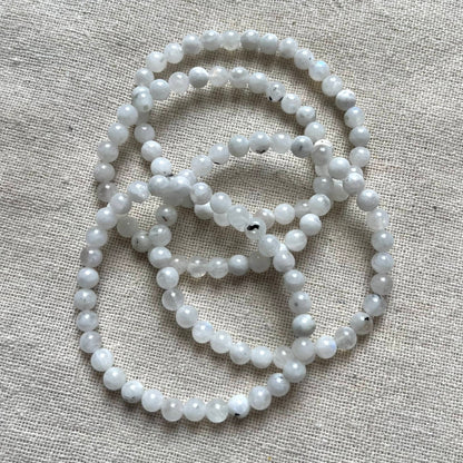 Rainbow Moonstone 6mm Beaded Bracelet - Intuition