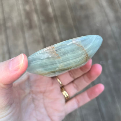 Blue Onyx Small Round Crystal Bowl - Calm, Peace, Grounding