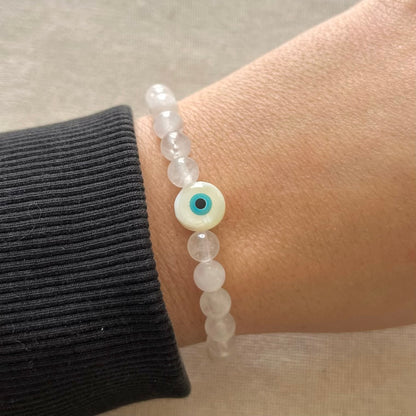 Aegean Evil Eye Protection Bracelet - White Jade