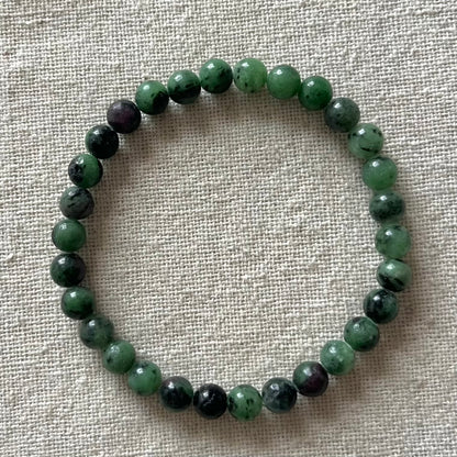 Ruby Zoisite 6mm Beaded Bracelet - Courage