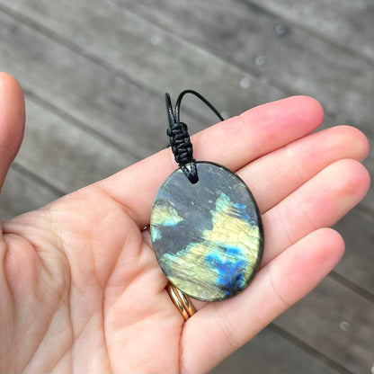 Labradorite Oval Large Pendant - ONE OF A KIND