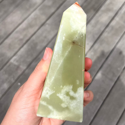 Green Onyx Large Tower Crystal - Heart Chakra, Confidence, Positivity