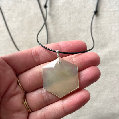 Jade Hexagon Pendant - Sterling Silver