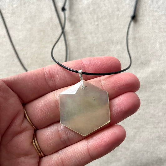 Jade Hexagon Pendant - Sterling Silver