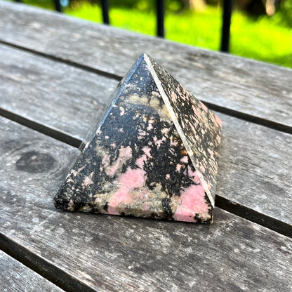 Rhodonite Medium Pyramid Crystal - Compassion, Love