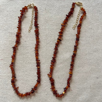 Amber Chip Beaded Necklace - Uplifting