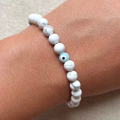 Protection Evil Eye Bracelet - Howlite 6mm