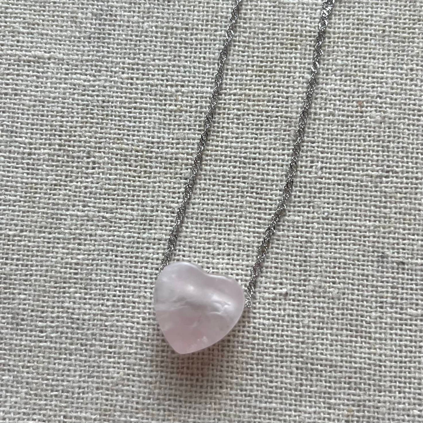 Rose Quartz Heart Pendant - Sterling Silver