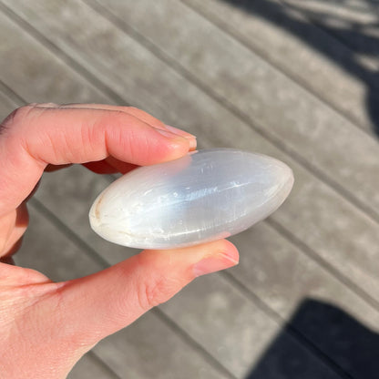 Selenite Palm Stone Crystal - High Vibe, Protection, Spiritual Connection