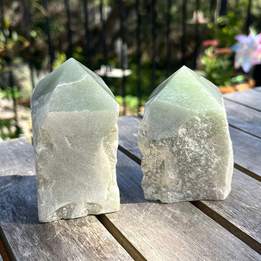 Green Aventurine Medium Raw Point Crystal - Lucky, Positivity, Uplifting