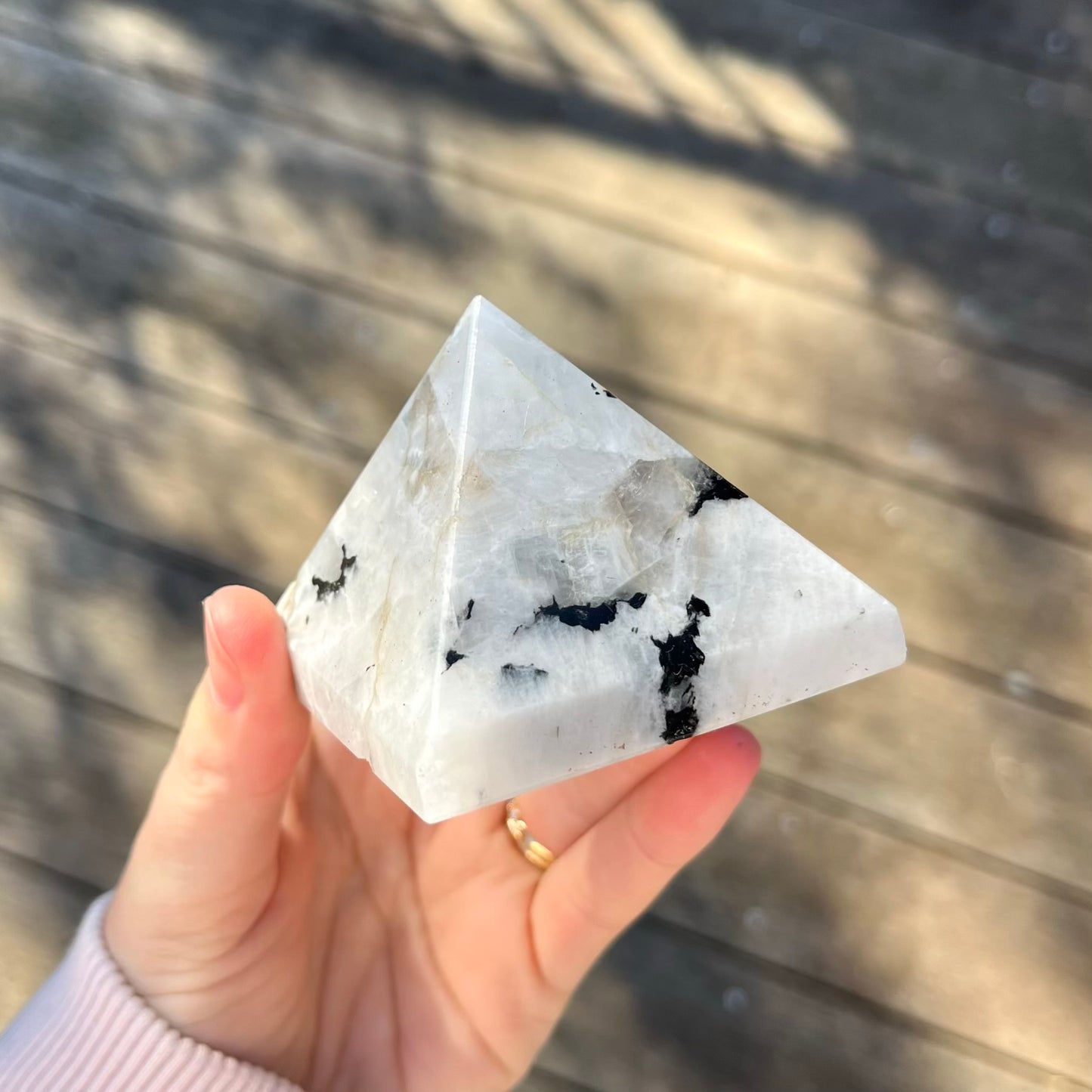 Moonstone Pyramid Crystal - Intuition, New Beginnings