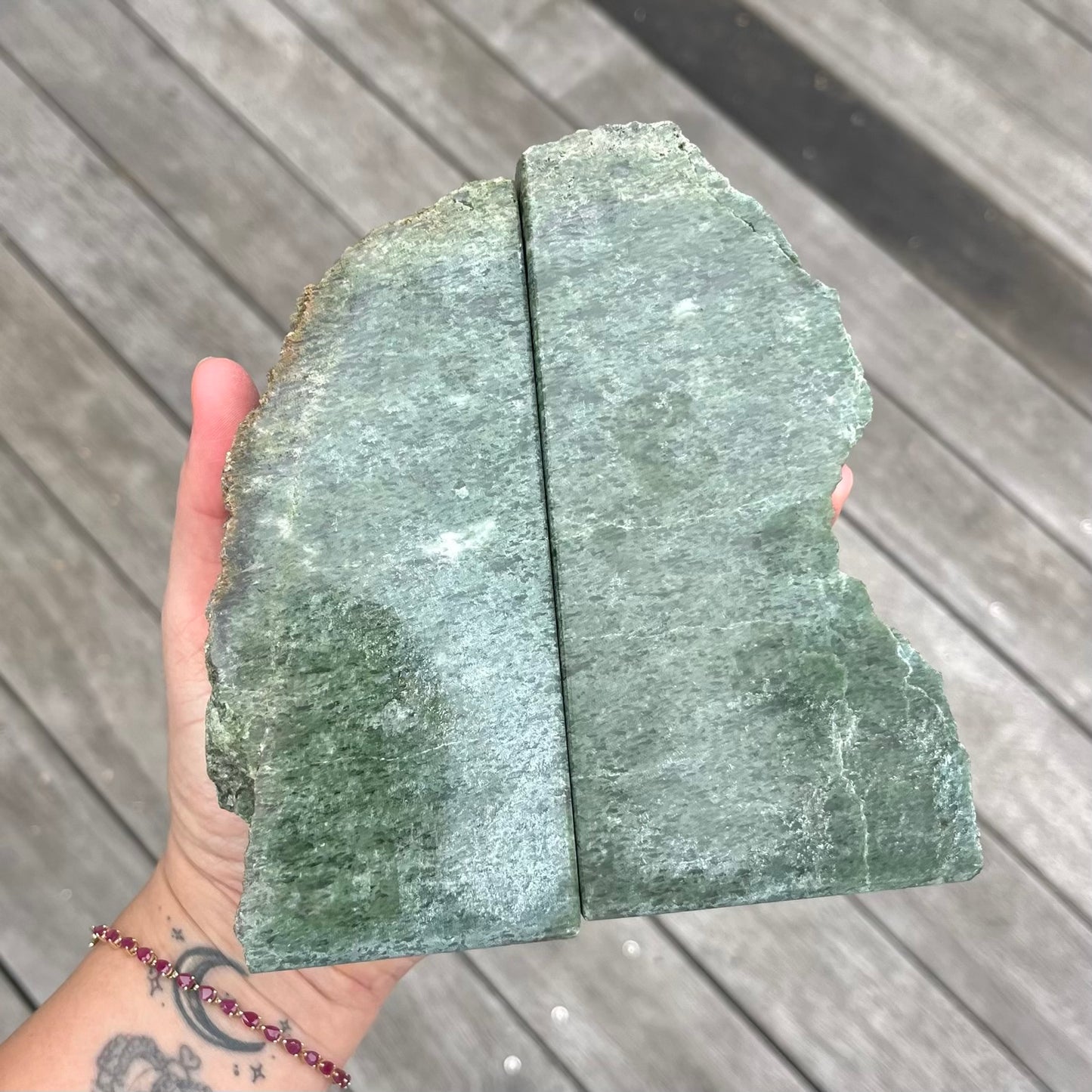 Jadeite Crystal Bookend Pair - Balance, Stability