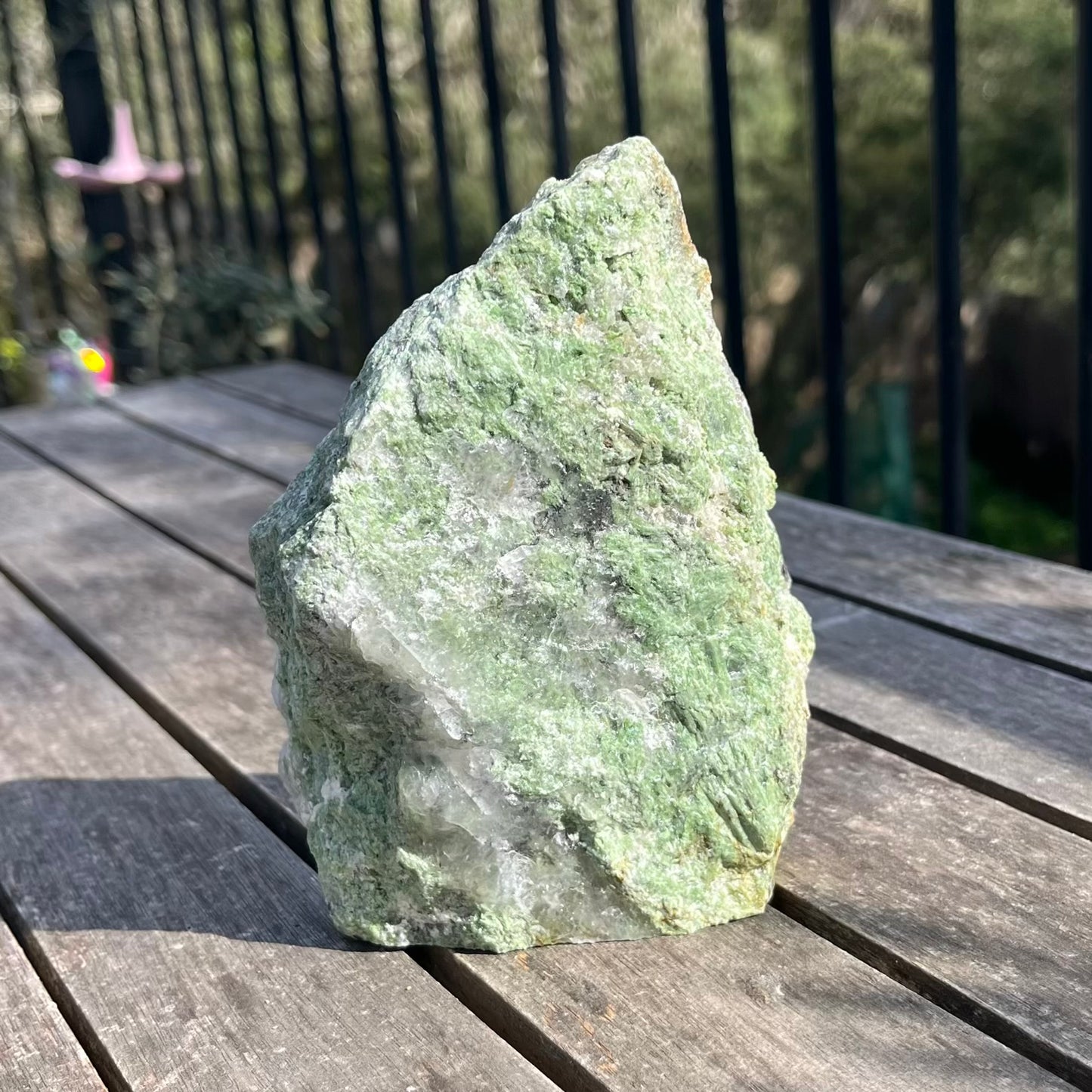 Green Aventurine & Quartz XL Raw Base-cut Crystal - Prosperity, Growth