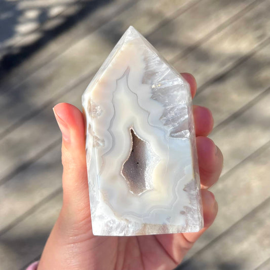 Druzy Agate Point Crystal - Medium